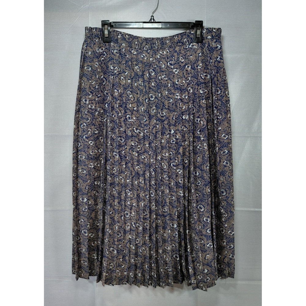 Vtg Alexon Pleated Floral Midi Skirt M Pull On Grandmacore Feminine Modest Flowy
